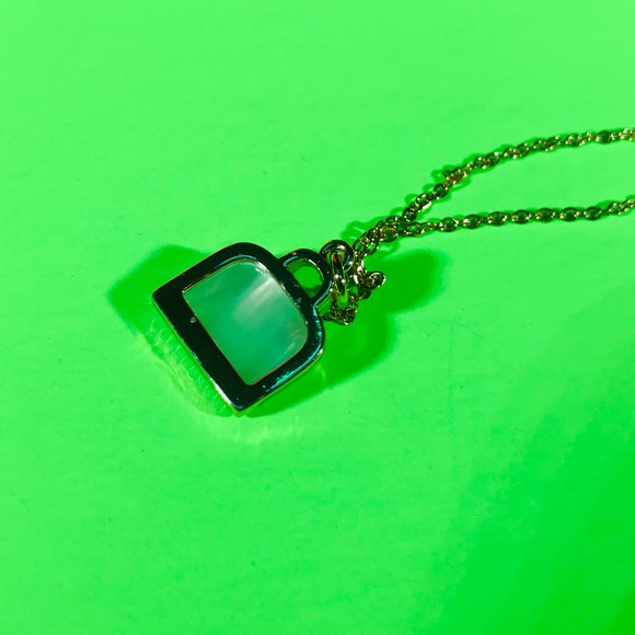 Opal Bag Handbag Crystal Necklace 18KGP - Picture 8 of 13